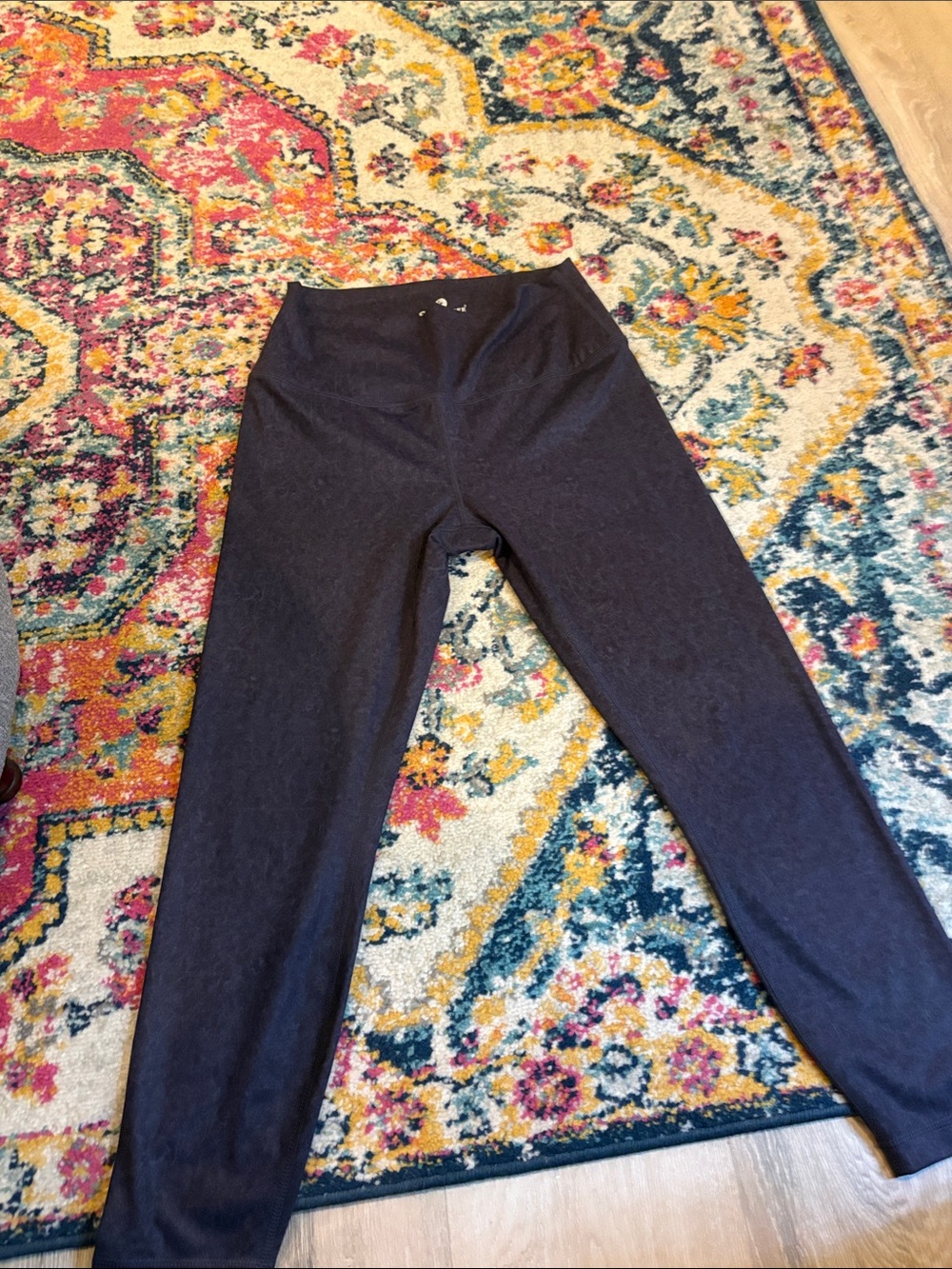 90 Degree By Reflex Navy Blue and Multicolor Patterned Leggings